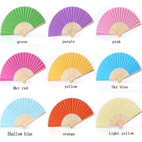 100pcs/lot new color blank folding fan childrens painting fan DIY handmade preschool supplies coated with pigment fan