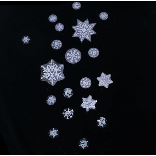 19 REUSABLE WHITE CHRISTMAS SNOWFLAKES WINDOW STICKERS SELF CLINGS Decorations
