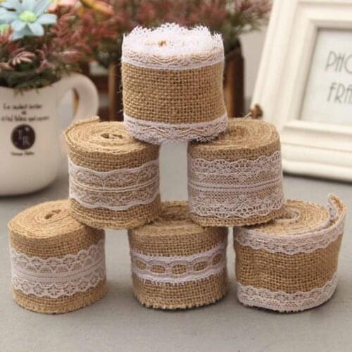 1PC/Roll Natural Jute Burlap Ribbon for Crafts DIY Hemp Ribbon Lace Material Wedding Party Decorative Christmas Gift Wrapping