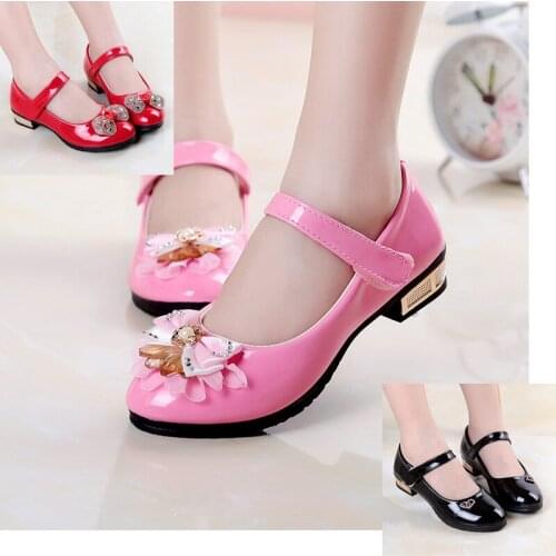 2020 Girl Dancing Shoes Wedding Party Shoes Princess Leather Shoes Children Girls Cut-outs Kids Glitter Shoes Gift