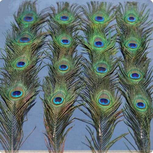 50Pcs Natural Peacock Eye Tail Feathers DIY Party Home Craft Decoration 25-30cm 10-12 Inches