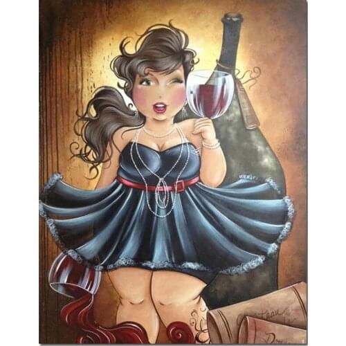 5D Diy Mosaic Diamond Embroidery Acrylic Fat Lady Sale Wall Sticker Full Square Drill Bedroom Decoration Factory DirectZP-3936