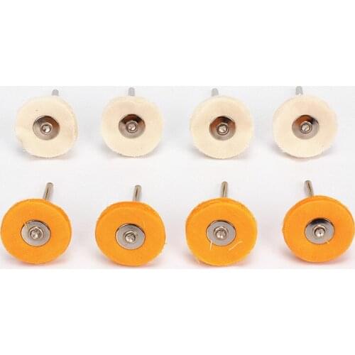 10 Pieces Abrasive Brush Abrasive Wheel Accessories Dremel Tool Yellow or White Cloth Mounted Brush Grinding Polishing Brush 3mm