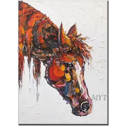 Red And Brown Horses Abstract Oil Painting Wall Art Home Decor Picture Modern Oil Painting On Canvas 100% Handpainted No Framed