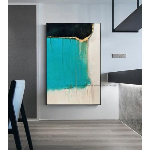 Handmade Abstract painting blue canvas wall art pictures wall paintings for living room large pinturas al oleo modernas decor