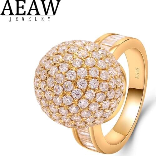 AEAW Solid 14K 585 White Yellow Gold DF Color Moissanite Engagement Ring Ball Moissanite Band for Women Ladies Ring