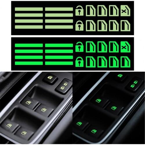 Car Decal Styling Self-adhesive PET Auto Door Window Luminous Button Sticker Universal Control Switch Fluorescent Sticker