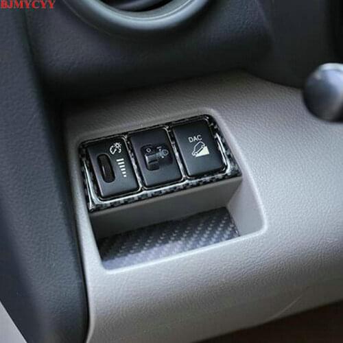 BJMYCYY Automobile headlamp switch button carbon fiber decorative frame for Toyota Rav4 2006-2012