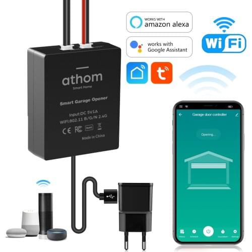 Smart Wifi Wireless Garage Door Switch Opener Controller work with Amazon Alexa Echo Google Home,Open & Close by Phone
