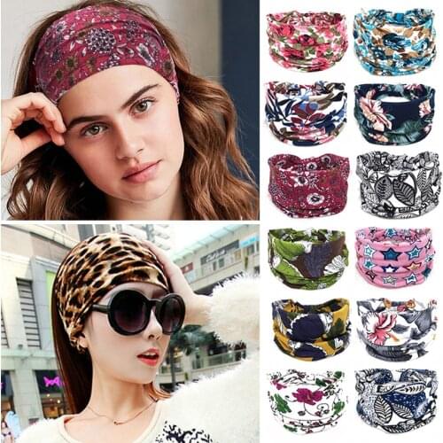 Bohemian Wide Cotton Stretch Headbands Women Headwrap Turban Headwear Bandage Hairbands Bandana Wide Headbands Hair Accessories