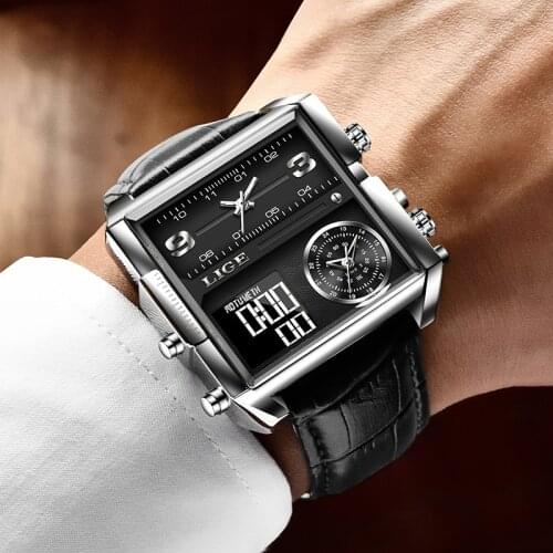 Relogio Masculino 2021 New Casual Leather Mens Watches Top Brand Luxury Quartz Watch For Men Waterproof Electronic Digital Clock