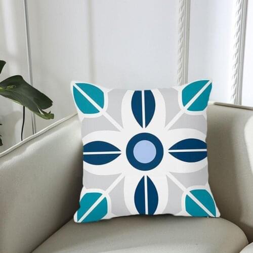 Ethnic Geometric Floral Pattern Cushion Case Nordic Fashion Pillows Couch Throw Case Blue Simple Bohemian Decorative Sofa