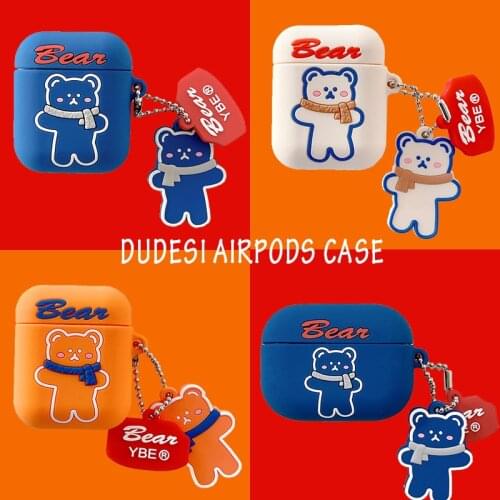 Korean Cute Cartoon Bear Headphone Cases For Apple Airpods 1 2 Case Silicone Soft Bluetooth Headset Cover for Airpods Pro Case