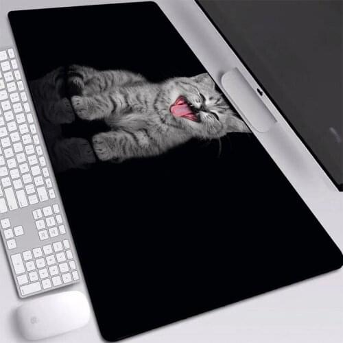 Animal Cat Printed Black Mouse-pad Large Size Skid-slip Mice Mat HD Picture with Sewn Edges Gaming Mouse Pad Cute Desk Mat
