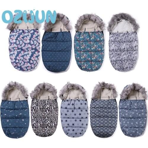 Baby Winter Outdoor Tour Stroller Sleeping Bag Stroller Footmuff cover Thick warm fleece Bunting Bags For Newborns With Golves