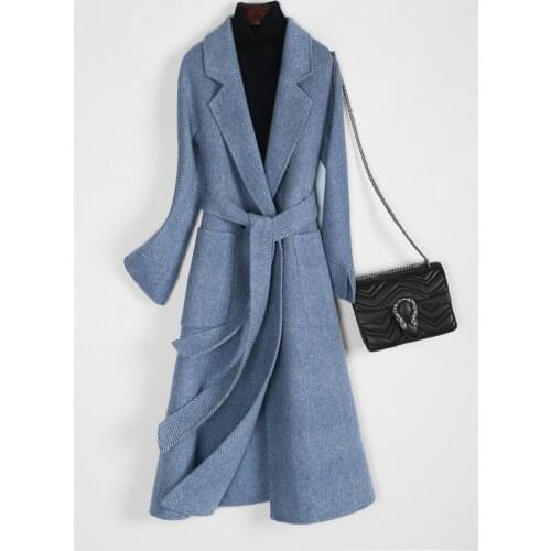 Double-side Autumn Winter Women Woolen Coat Female Korean Wool Coats Vintage Long Jacket Manteau JLK28KD28604 MY2258