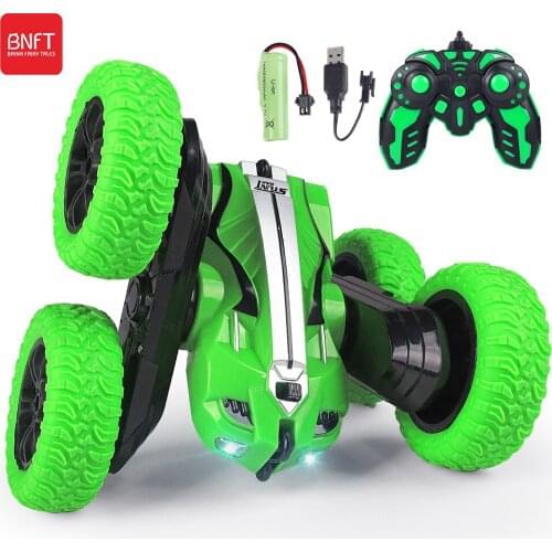 2.4G RC Double Sided Rollover Stunt Car 360 Degree Rotation High Speed Rock Climbing With LED Light Electric Toys