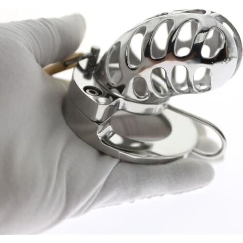 For Men Penis Lock Stainless Steel Cock Cage Penis Ring Chastity Device Belt Tool Restraint Sex Toys BS071 3 Sizes Choose