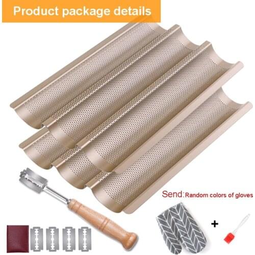 Teyaao French Bread Mold Baguette Pan Tray Practical Cake Pan Baguette Mold 3/4 Groove Waves Bread Baking Tool
