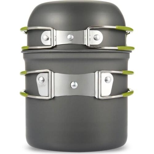 Outdoor Pot Camping Cook Field Aluminum Alloy Stove Set Cookware Pot Set Ultralight Picnic Outdoor Pot Camping Pot 1-2 People