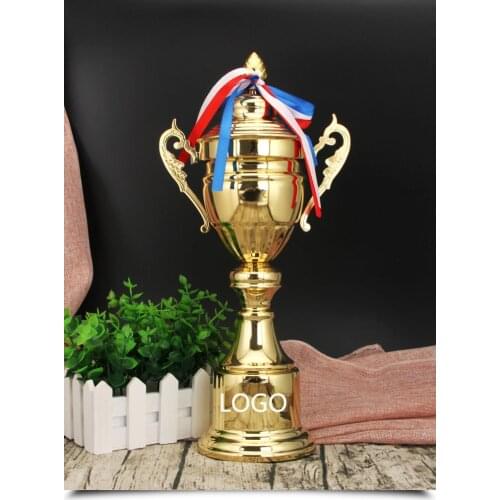 Hot Sale Sports Athletic Prize Award Trophy Cups Golden Plated Metal Cup Trophy Custom Sports Trophies Award Medals 37cm Height