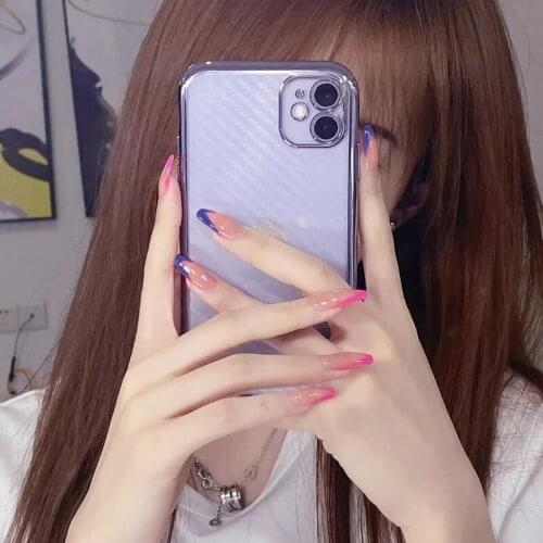 24Pcs/box Artificial Nail With Glue Dyeing Process French Mandarin Duck Nail Waring Portable Fake Nails Press On Nails Design DL