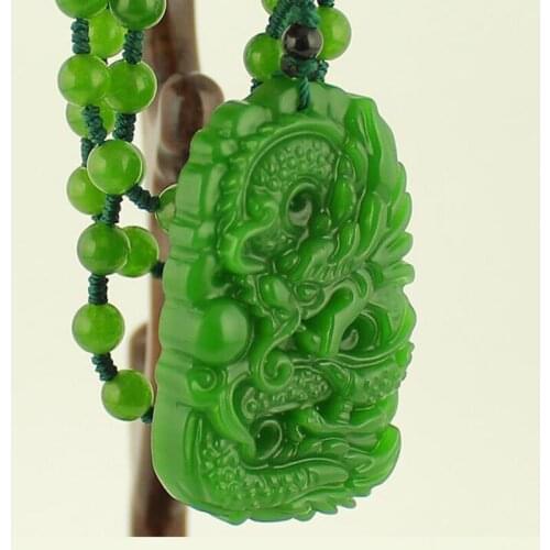 Chinese Green Jade Dragon Brand Pendant Necklace Jewelry Fine Jewelry Green jade Dragon Tengsheng Necklace Pendant
