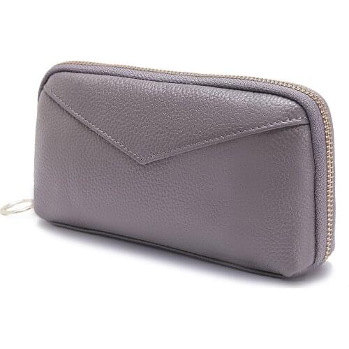 New Ladies 100% Genuine Leather Wallet, Korean Female Clutch Bag, Long Multi-card Large Capacity Women Handbag Mobile Phone Bag