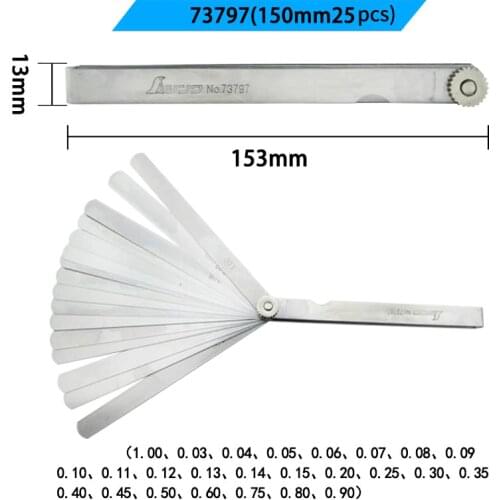 SHINWA Feeler gauge gap ruler stainless steel thick gauge thickness gauge high precision 0.02-1.0mm 150mm 25PCS