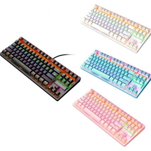 Metoo Edition Mechanical Keyboard 87 keys Blue Switch Gaming Keyboards for Tablet Desktop Russian sticker