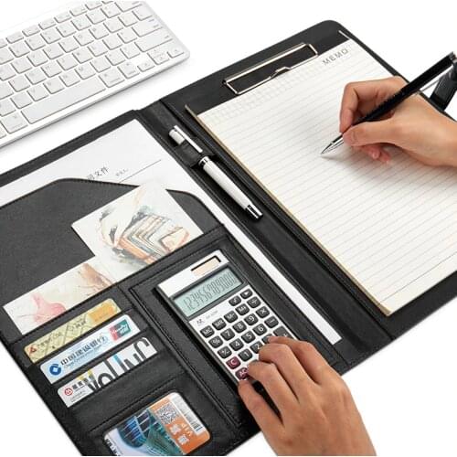 Multi-function portable Filing folder A4 portfolio Memo pad holder manager sales Padfolio with calculator magnetic clasp 1308C