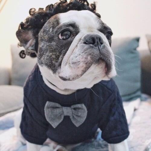 Fashion French Bulldog Bow Tie Spring Round Collar Sweater Pet Dog Clothes for Small Dogs Pets Clothing Pug Gentleman Costume