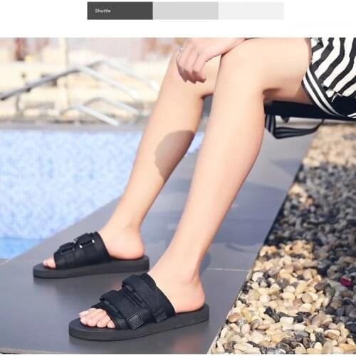 Mens Summer Sandals Open Toe Antiskid Slippers Fashionable Beach Sandals Mens And Womens Outdoor Slippers Black Big Size 46