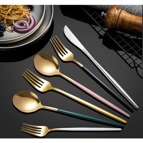 Stainless steel cutlery set Portuguese knife and fork online celebrity European Hotel Western food steak knife dessert spoon