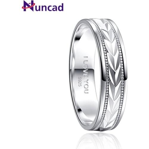NUNCAD 6MM 100% 925 Sterling Ring Lettering I LOVE YOU Mens Fine Jewelry Pave Setting Crystal Bijoux Wedding Bands Rings