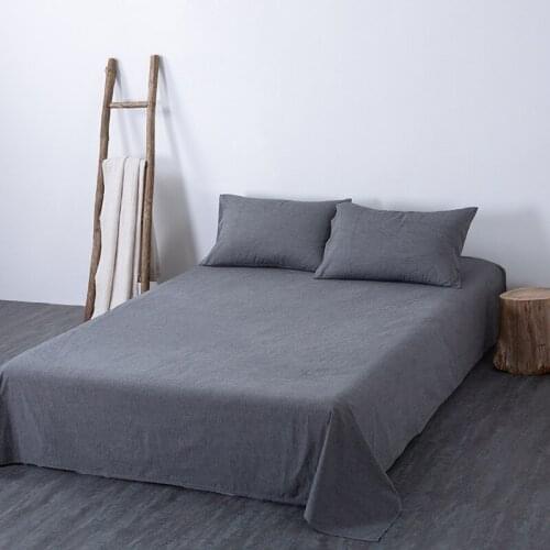 100% Cotton Flat Sheet Mattress Cover Solid Color Japanese Simplicity Bedding Bed Sheets Double Queen Size Hotel Style 1pcs