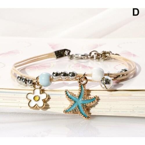 Adjustable Bracelet Female Cartoon Knitting Ceramic Bead Hand Knitted Bracelet Kids Student Gift A66