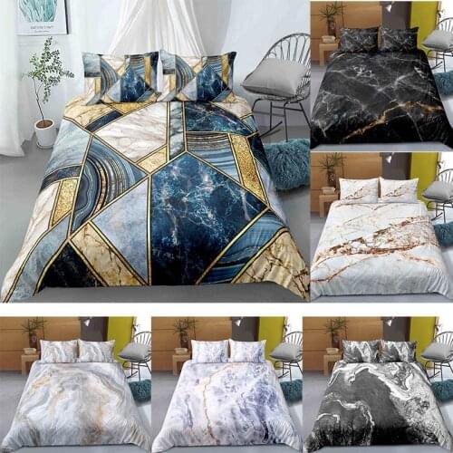 Luxury Marble Lines Duvet Cover with Pillowcase Set Bedding