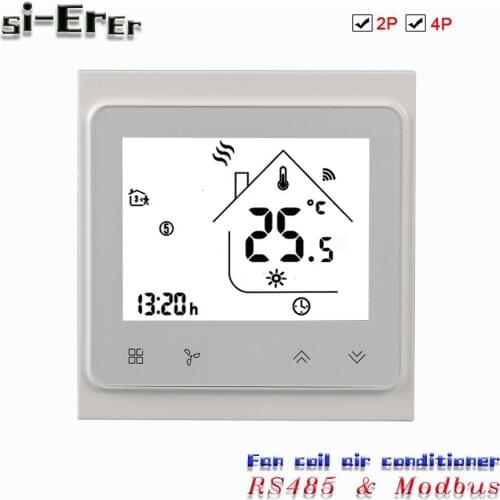 95-240VAC,24VAC Smart heat cool temp thermostat with Modbus& RS485 RTU communication 2p/4p