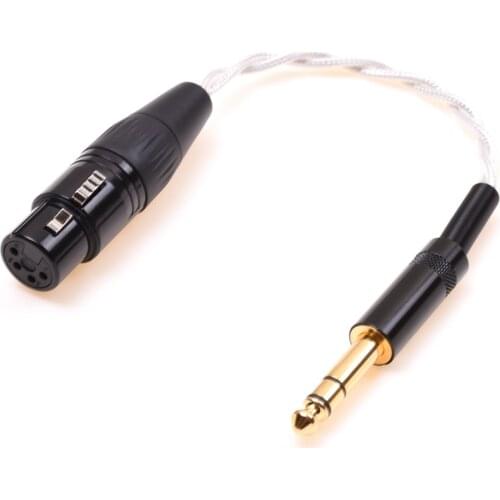 10cm 1/4 6.35mm Male to 4pin XLR Female Audio Adapter Silver Plated Shield Cable Compatible For XLR Headphone cable