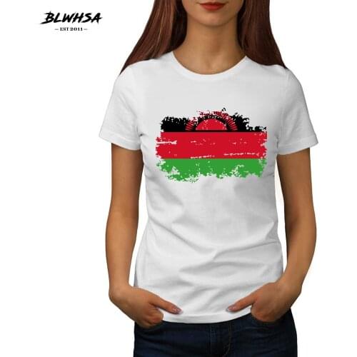 BLWHSA New Malawi Flag Printing T shirt Women Casual Short sleeve Summer T-shirts Fashion Malawi National Flag Female Tees