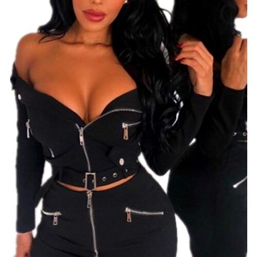 2019 Women Outerwear Coat Bomber Jacket Patch Long Sleeve Autumn Jacket Pocket Hig Waist Buckle Zipper Streetwear Jacket