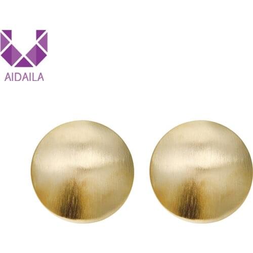 Women Stud Earrings Round Shape Copper Metal Punk Drawing Geometric Earrings Ornaments Female