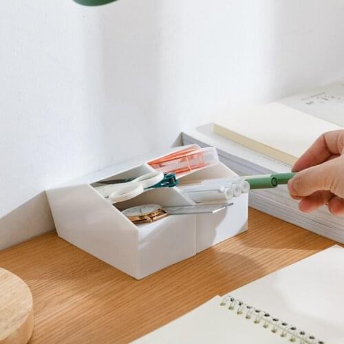 1pcs Creative Multi-function 2 Grids Desktop Storage Box Case 2 Grid Sub-grid Make Up Cosmetic Holder Desk Pen Pencil Organizer