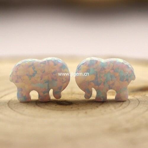 10pcs/lot wholesale OP17 White Color 8.6*12mm Synthetic Full Drilled Opal Elephant Ivory Ella Synthetic Opal Stone Price