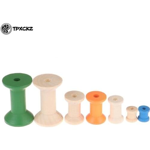 10Pcs/Pack Thread Wire Tools Wooden Bobbins Spools Reels Vintage Style Organizer For Sewing Ribbons Twine Wood Crafts Tools