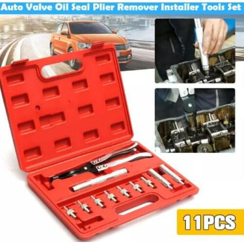 11pcs Valve Stem Seal Seating Pliers Tool Removal and Installer Set Suitable for Automobile Valve Oil Seal and Valve Spring