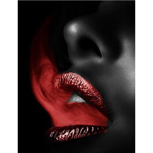 2021 Diamond Embroidery Sexy Red Lips Cross Stitch Kits Full Drilling Square Round Mosaic Wall Art Valentines Day