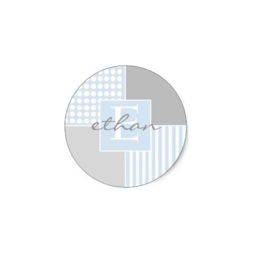 3.8cm Baby Boy Blue Modern Sticker
