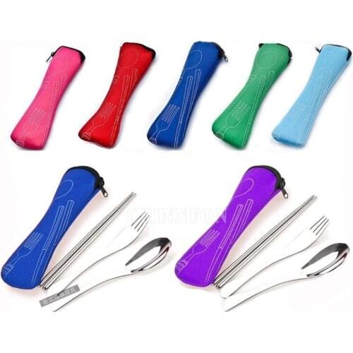 500Sets/Lot Fork Spoon Travel Stainless Steel Chopstick Cutlery Portable Camping Bag Picnic Hot New Quality Pop